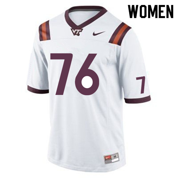 Women #76 Brock Hoffman Virginia Tech Hokies College Football Jerseys Sale-White